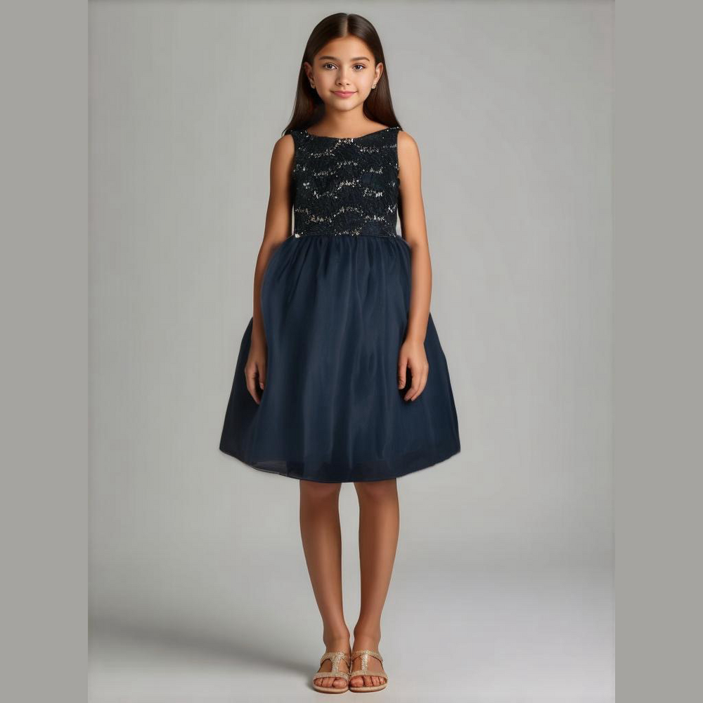 Elegant Navy blue formal Dress. Peek a boo zipper back. (3)